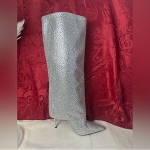 Women’s Steve Madden Silver Rhinestone Knee-High Boots -8.5